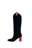 BOOT TEX BLACK/RED HIGH HEEL